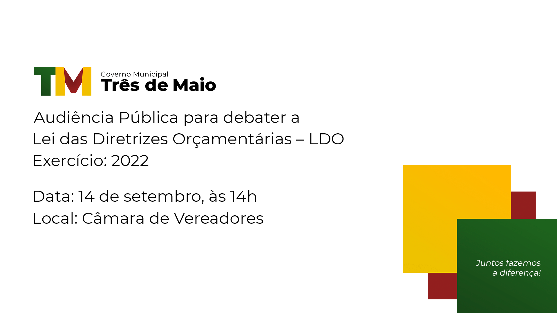 AUDIÊNCIA PÚBLICA PARA DEBATER A LDO OCORRE AMANHÃ
